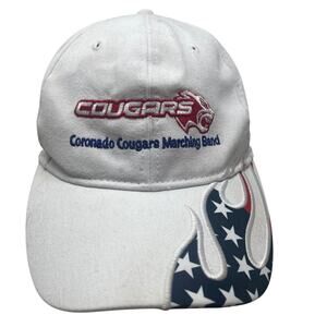 Coronado Cougars Marching Band Hat Mens OneWhite USA Flag Flames Embroidered